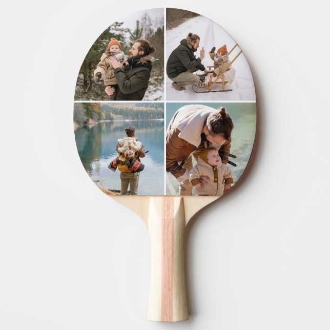 Modern Anpassad 4 Foto Collage Ping Pong Paddle Pingisracket (Framsidan)