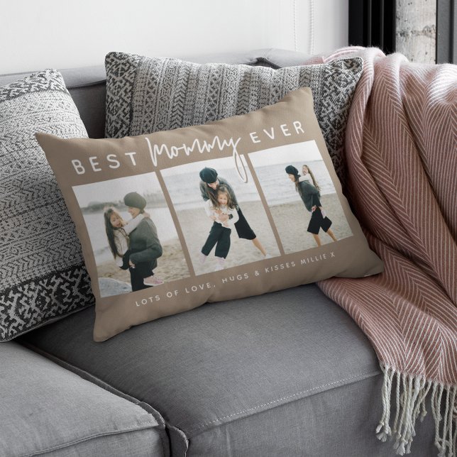 Modern Anpassad Bästa Mamma Någonsin | 3 Foto Lumbarkudde (Skapare uppladdad)