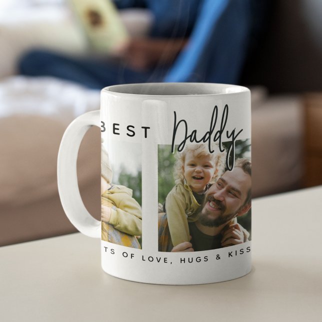 Modern Anpassad Bästa Pappa Någonsin | 3 Foto Kaffemugg (Skapare uppladdad)