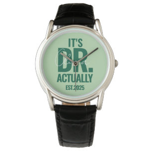 Modern Anpassad Dr. Namn Datum Mörkgrön Knapp Armbandsur