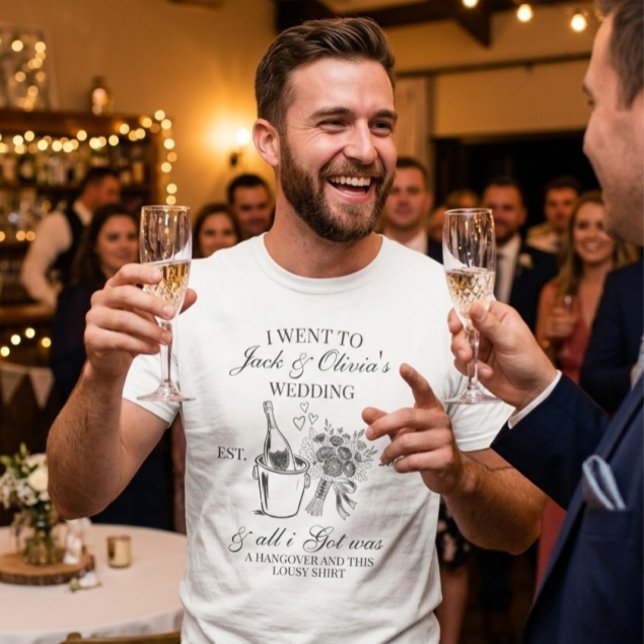 Modern Anpassad Enkel Bröllopskouplett | Svart Tex T Shirt (Modern wedding party groomsman t-shirt )