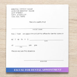 Modern Anpassad Förlåtelseblankett för Tandläkarti Anteckningsblock