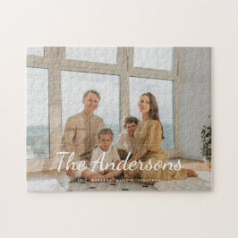 Modern anpassad foto familjenamn manus pussel