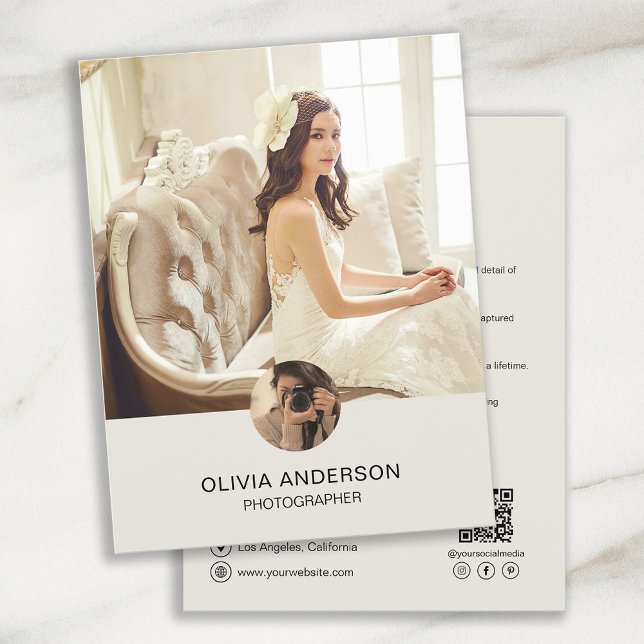 Modern Anpassad Foto QR Fotograf Verksamhet Reklamblad (Create your own professional business flyer by MINTIC DESIGN STUDIO)