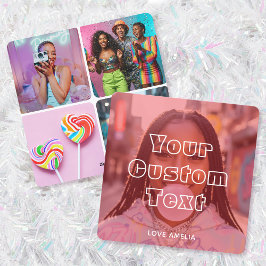 Modern anpassad fotokollage text Söt retro röd Julkort