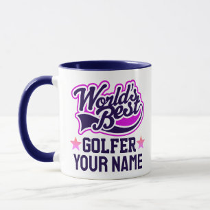 Modern anpassad Golfer Namn Blue Text Mugg