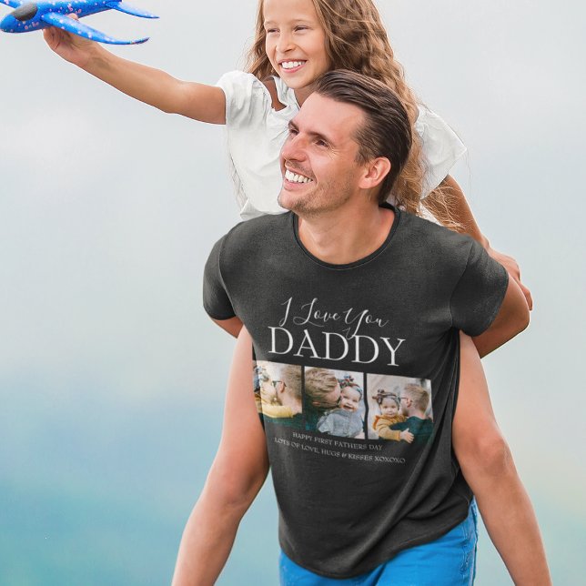 Modern Anpassad Jag Älskar Dig Pappa | 3 Foto T Shirt (Skapare uppladdad)