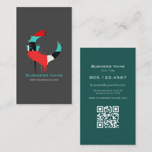 Modern Anpassad Mörkgrå & Turkos Abstrakt Virvel Visitkort