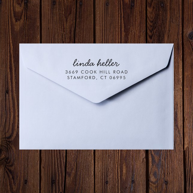 Modern Anpassad Returadress Namn Självbläckande Stämpel (Modern self-inking return address stamps add fast personalized style to everyday mail.)