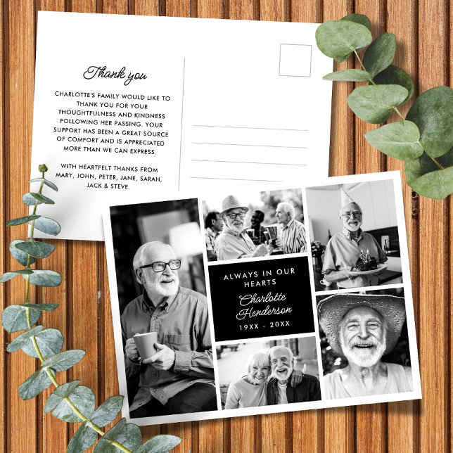 Modern Anpassad Text 5-Bilds Begravning Tack Kort (Skapare uppladdad)