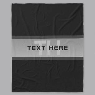 Modern Anpassade-lagrad text   Svart och Grått Fleecefilt