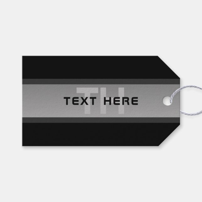 Modern Anpassade-lagrad text | Svart och Grått Presentetikett (Framsidan (Horisontell))