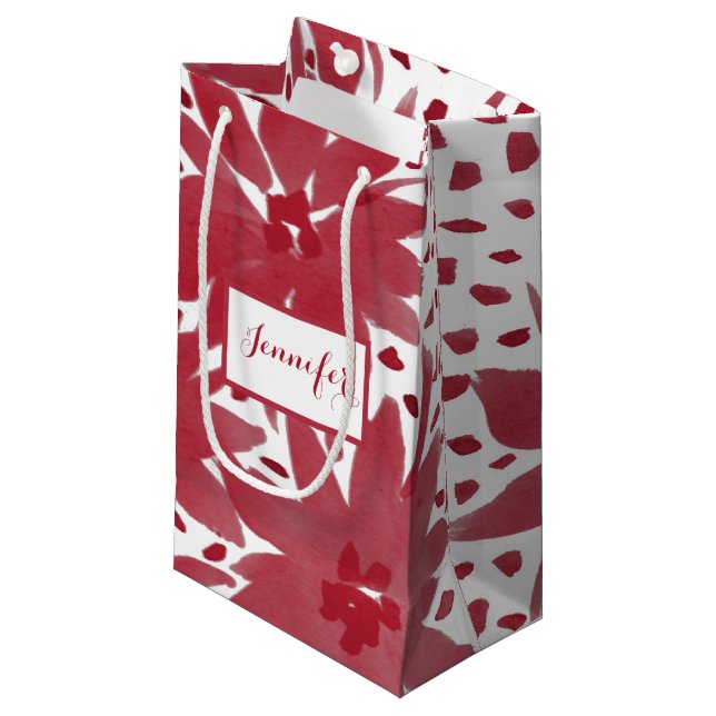 Modern anpassadFloral Design Ruby Red Gift Bag (Framsidan Vinklad)