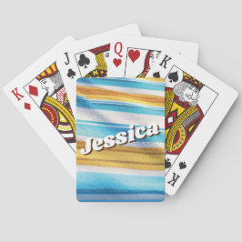 Modern, anpassat namn Fun Blue Soft Yellow Casinokort