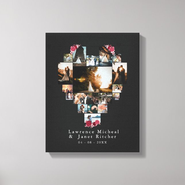 Modern anpassningsbar 18 hjärtformade bilder-gåvor canvastryck (Framsida)