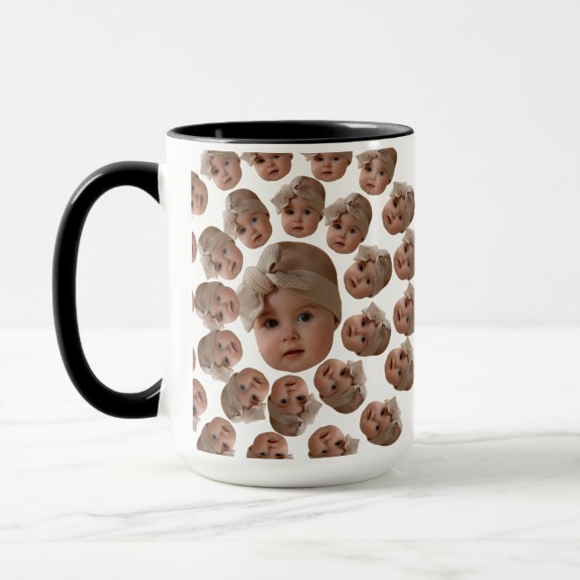 Modern Anpassningsbar Baby Ansikte Grandpa Birthda Mugg (Vänster)