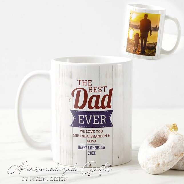 Modern Anpassningsbar Bästa Pappa någonsin-foto Kaffemugg (Skapare uppladdad)