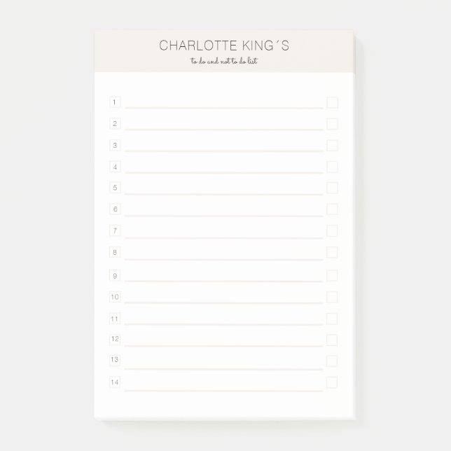 Modern anpassningsbar Beige White Post-it Notes (Framsida)