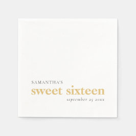 Modern Anpassningsbar Black Guld Text Sweet 16 Nam Pappersservett