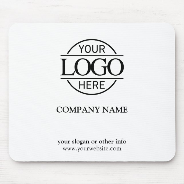 Modern Anpassningsbar Black & White Company Logoty Musmatta (Framsidan)