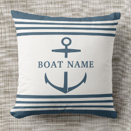 Modern Anpassningsbar Boat Namn Dusty Blue Anchor  Kudde