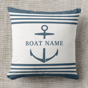 Modern Anpassningsbar Boat Namn Dusty Blue Anchor  Kudde