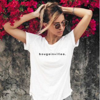 Modern Anpassningsbar Bougainvillea Text Black T Shirt