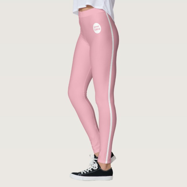 Modern Anpassningsbar Business Logotyp Baby Rosa W Leggings (Vänster)