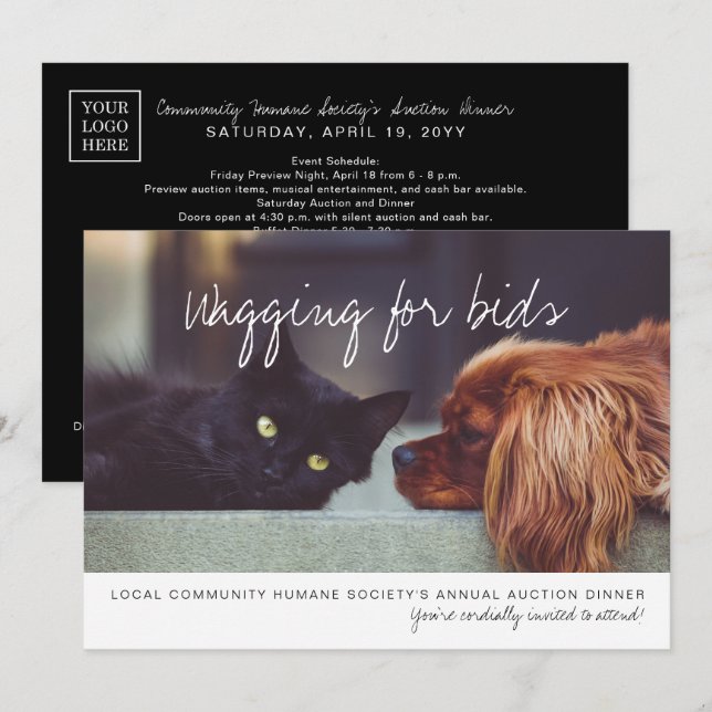 Modern Anpassningsbar Business Logotyp Company Eve Inbjudningar (Fram/baksida)