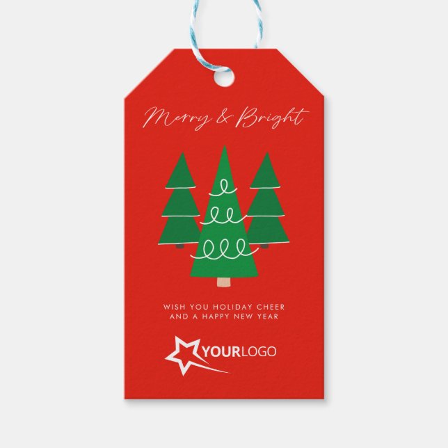 Modern Anpassningsbar Business Logotyp - röd jul Presentetikett (Framsidan)
