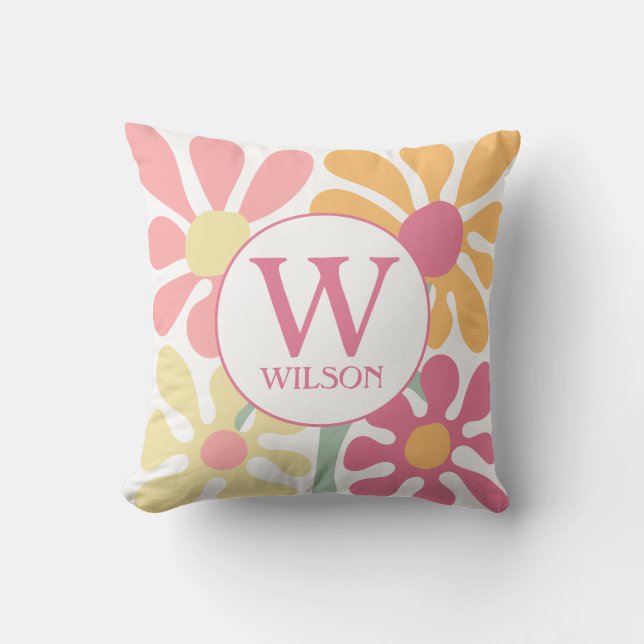 Modern Anpassningsbar Familj Vatten Färg Flower Ro Kudde (Framsida)