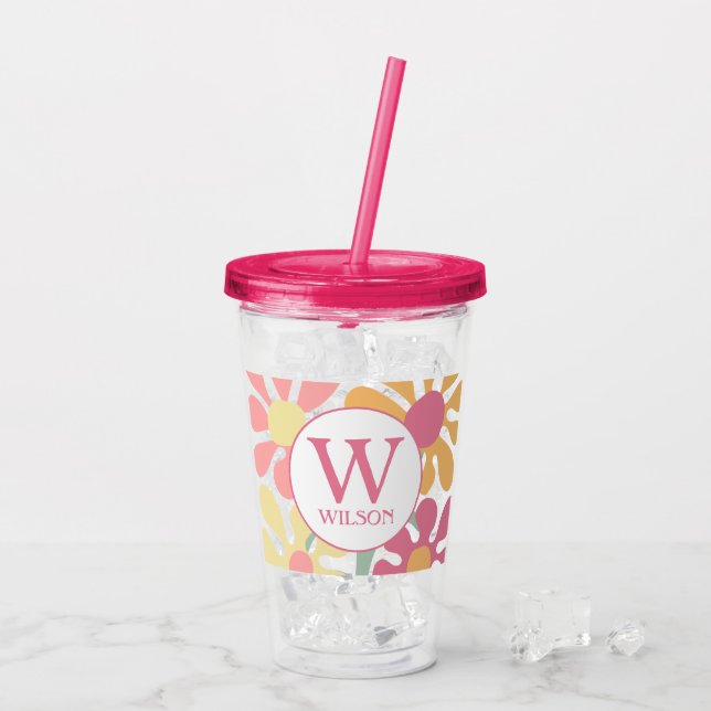 Modern Anpassningsbar Familj Vatten Färg Flower Ro Take Away Mugg (Baksida Ice)