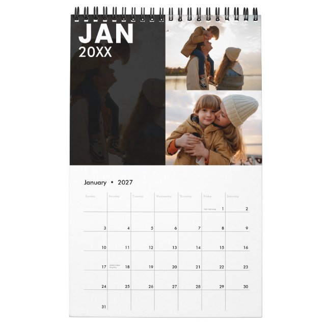 Modern Anpassningsbar Family Photo Calendar Grått Kalender (Jan 2027)