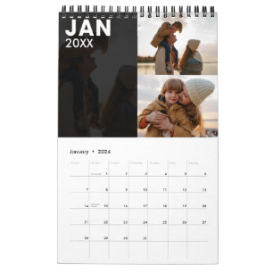 Modern Anpassningsbar Family Photo Calendar Grått Kalender