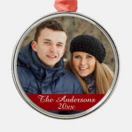 Modern Anpassningsbar Family Photo Silver Julgransprydnad Metall