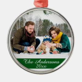 Modern Anpassningsbar Family Photo Silver Julgransprydnad Metall