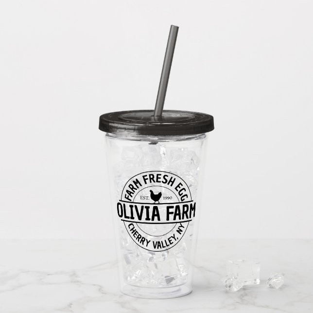 Modern Anpassningsbar Farm Fresh Owner Namn Take Away Mugg (Baksida Ice)
