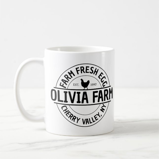 Modern Anpassningsbar Farm Namn Egg Dealer Busines Kaffemugg (Vänster)