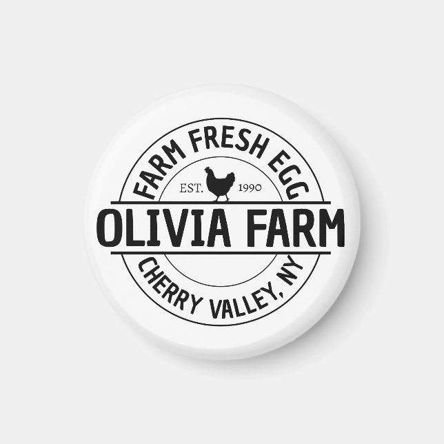 Modern Anpassningsbar Farm Owner Namn Egg Dealer Magnet (Framsidan)