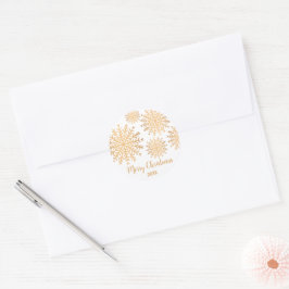 Modern Anpassningsbar Faux Guld Snowflake God jul Runt Klistermärke