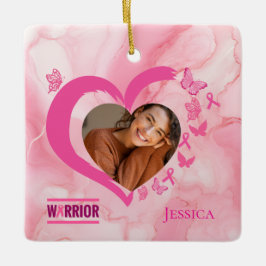 Modern Anpassningsbar för bröstcancer Heart Photo  Julgransprydnad Keramik