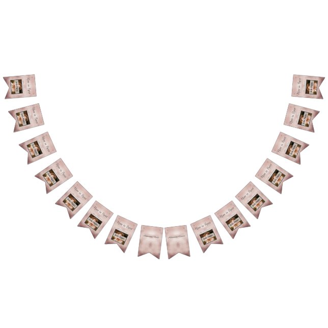 Modern Anpassningsbar foto för Eleganten ro Bröllo Vimplar (Alla)