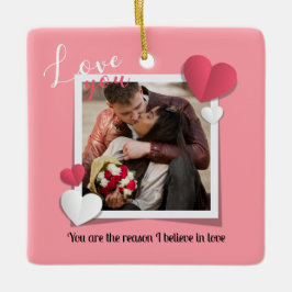 Modern Anpassningsbar-foto och Kärlek-meddelande Julgransprydnad Keramik