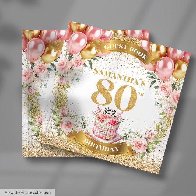 Modern Anpassningsbar Guest Bok ger 80 födelsedags (Modern Custom Guest Book Gifts 80th Birthday Boho)