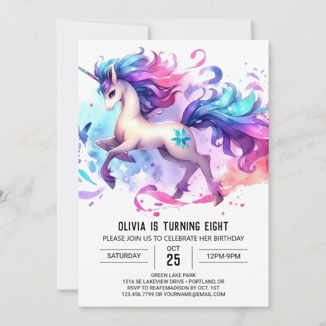 Modern Anpassningsbar Horse Birthday Inbjudningar (Framsida)