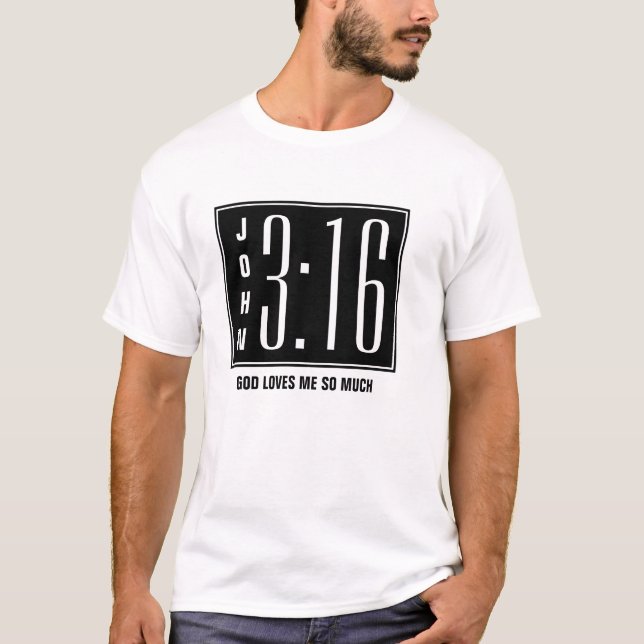 Modern Anpassningsbar John 3:16 T Shirt (Framsida)