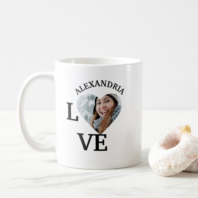 Modern Anpassningsbar kärlek-fotomall Kaffemugg (Med munk)