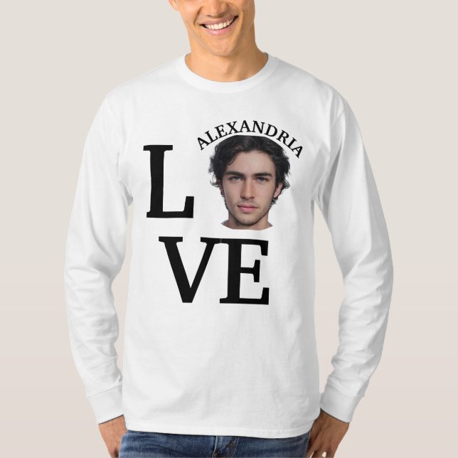 Modern Anpassningsbar kärlek-fotomall T-Shirt (Framsida)