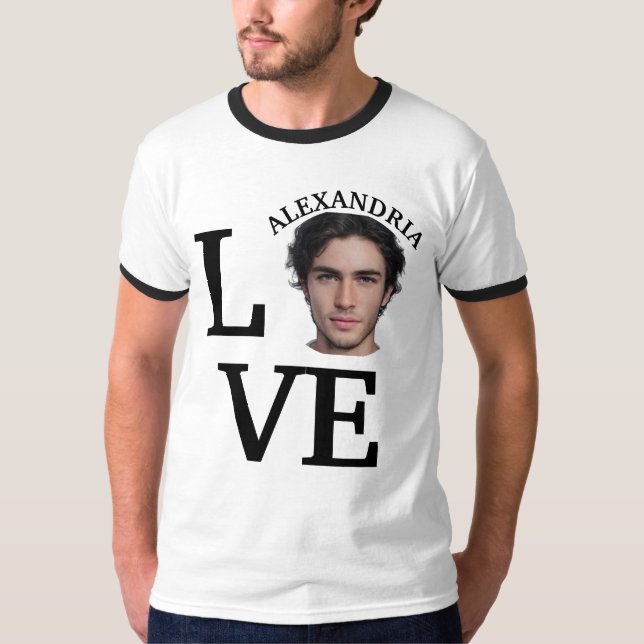 Modern Anpassningsbar kärlek-fotomall T-Shirt (Framsida)