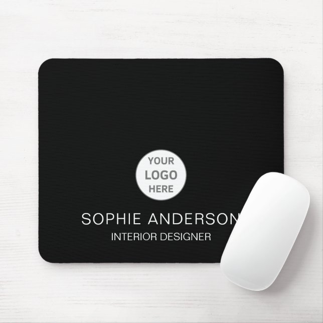 Modern Anpassningsbar Logotyp Black Professionell  Musmatta (Med mus)